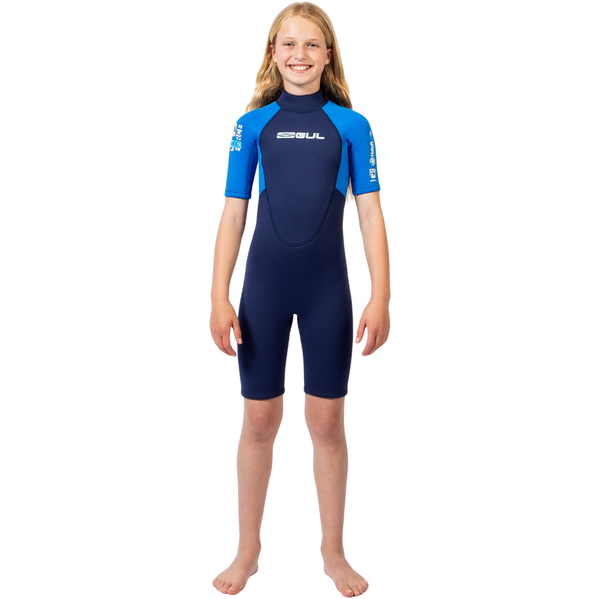2026 Gul Junior G-Force Natur 3/2mm Back Zip Shorty Wetsuit GF3307-NABL - Navy / Blue